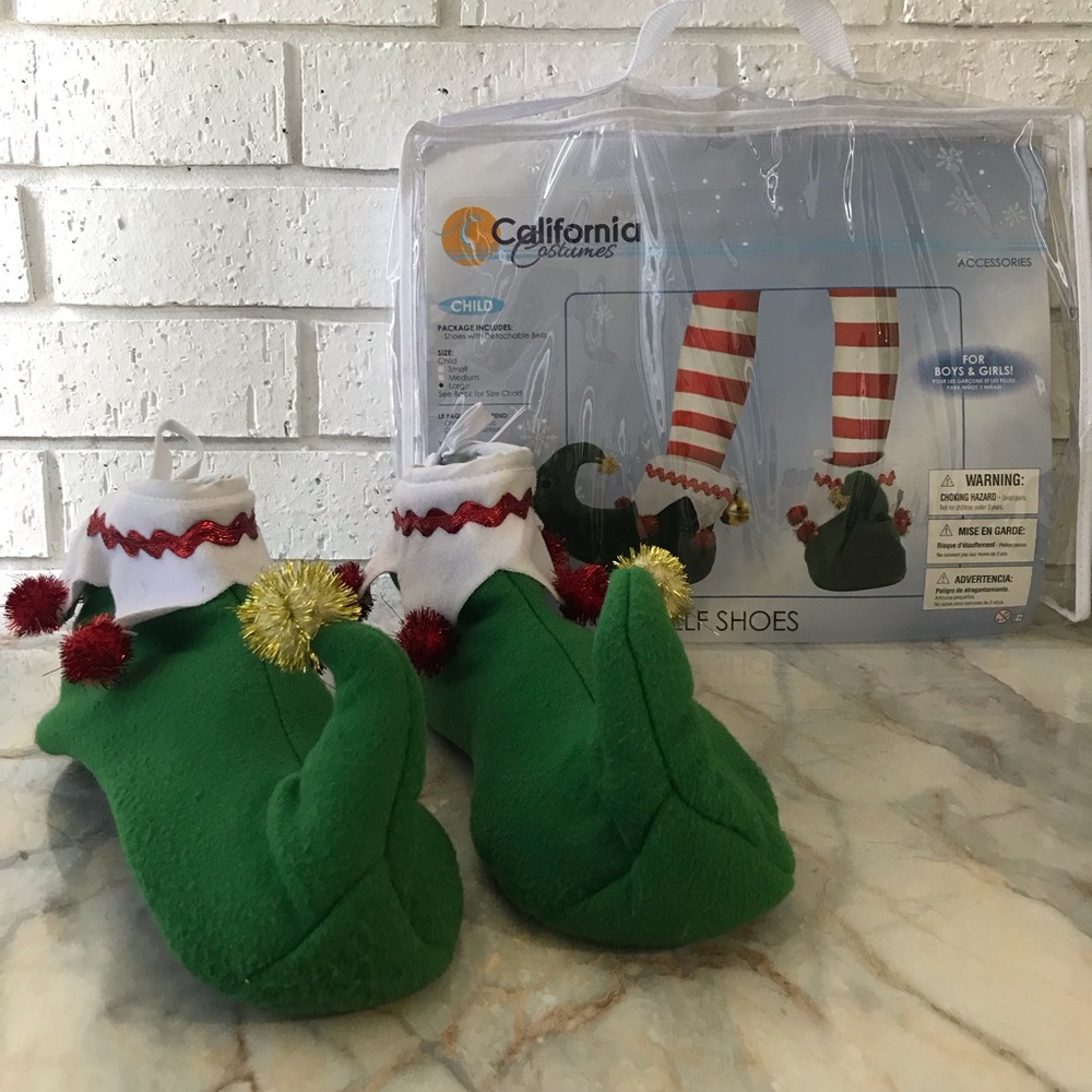 California Costumes Festive Green Elf Shoes w/Bells Child Size Large